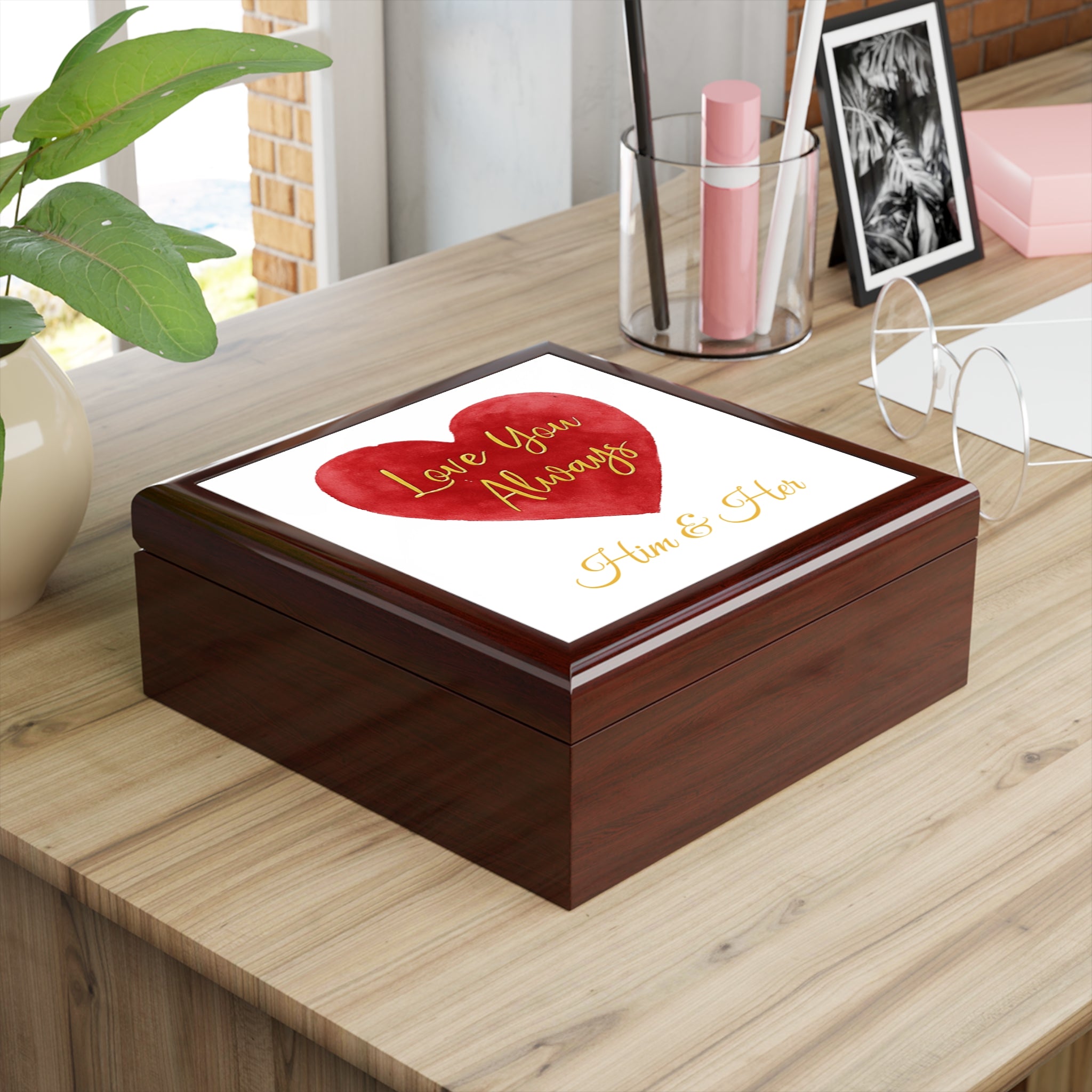 Elegant Love Box - 'Love You Always' Design for Him & Her (Your & Their Name)