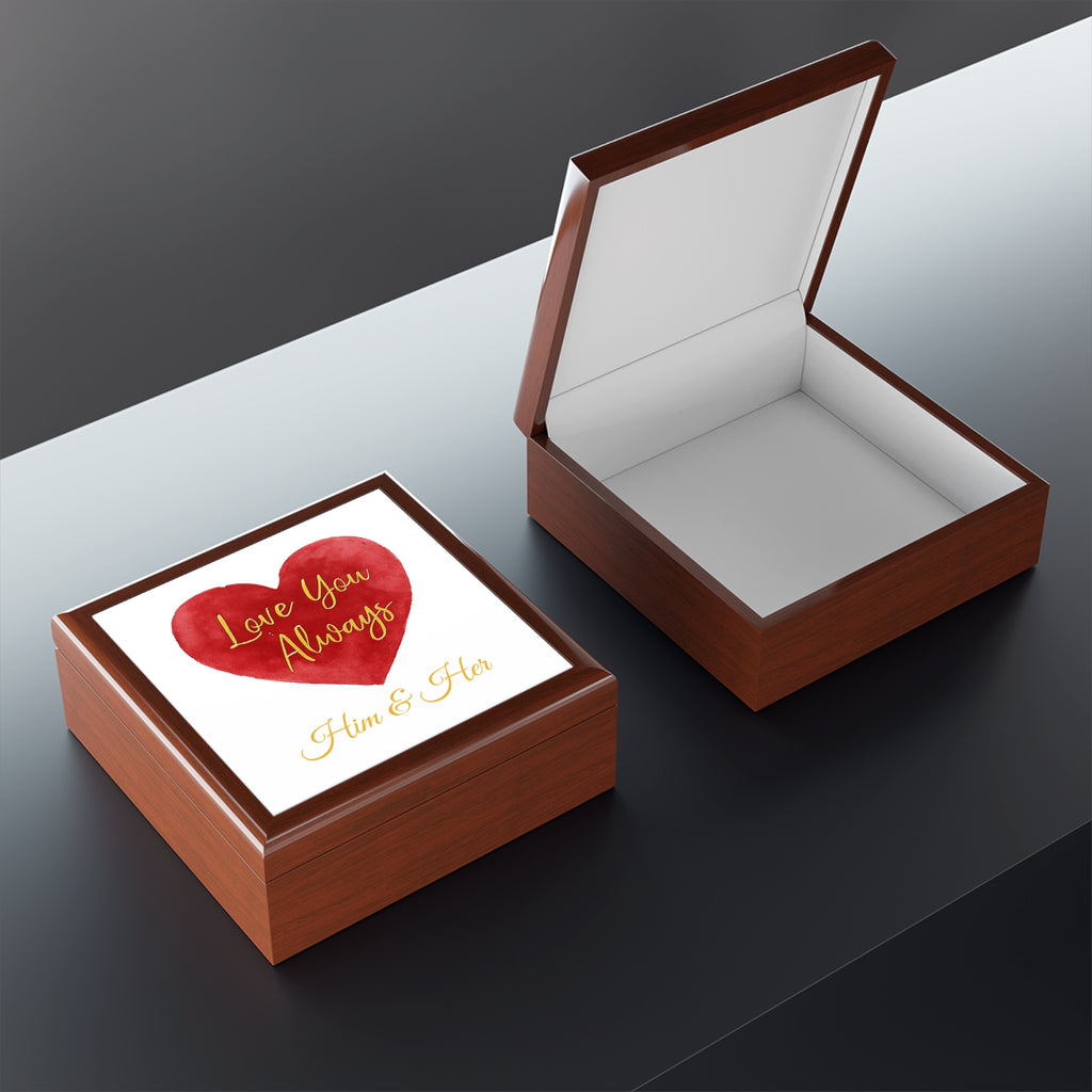 Elegant Love Box - 'Love You Always' Design for Him & Her (Your & Their Name)