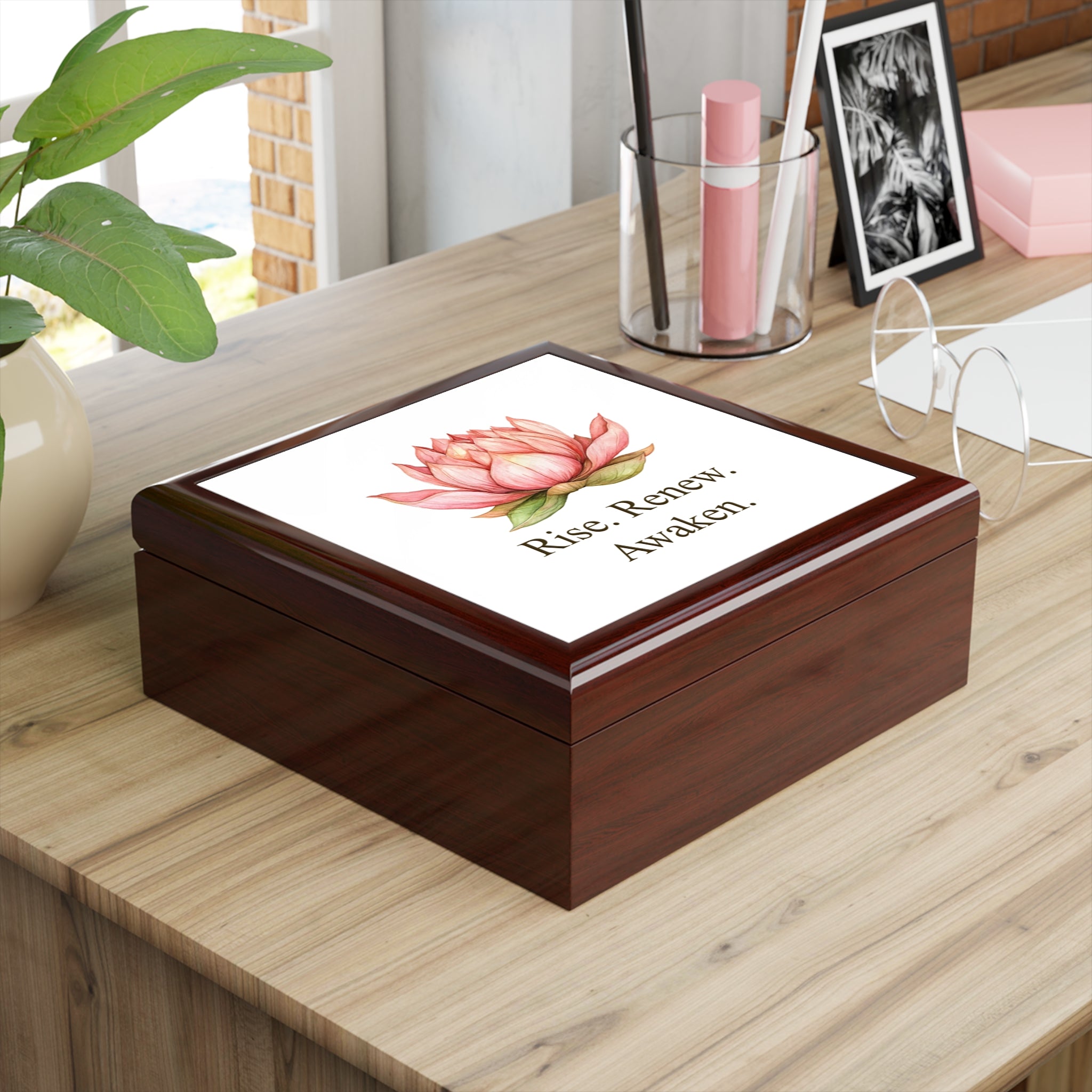 Lotus-Inspired Box with Inspirational Quote