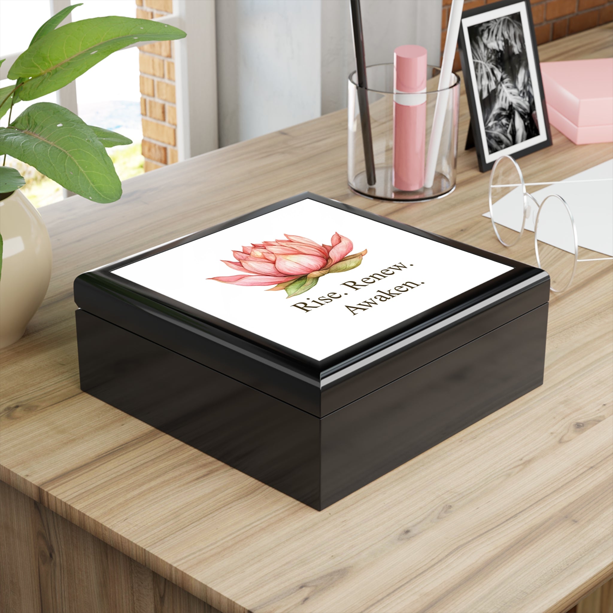 Lotus-Inspired Box with Inspirational Quote