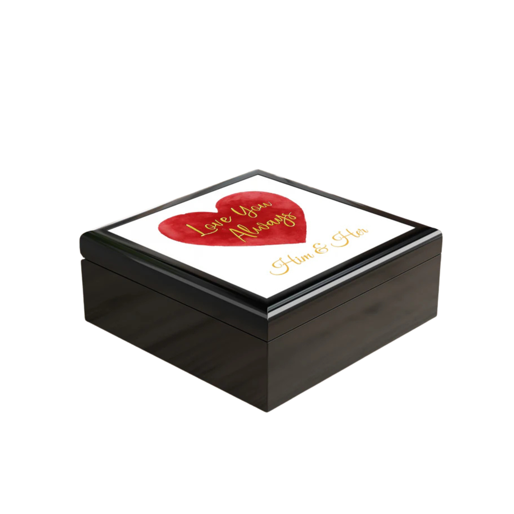 Elegant Love Box - 'Love You Always' Design for Him & Her (Your & Their Name)