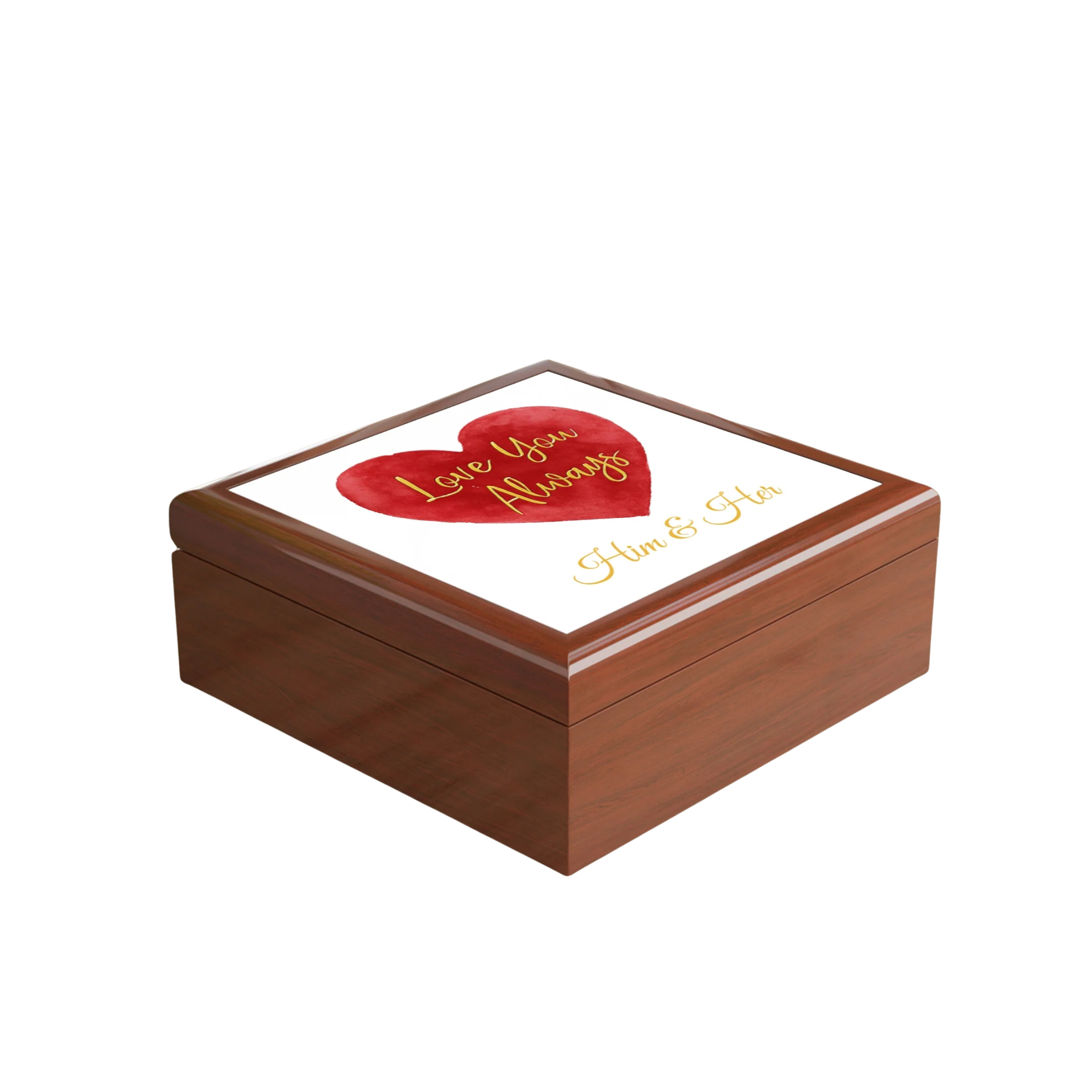 Elegant Love Box - 'Love You Always' Design for Him & Her (Your & Their Name)